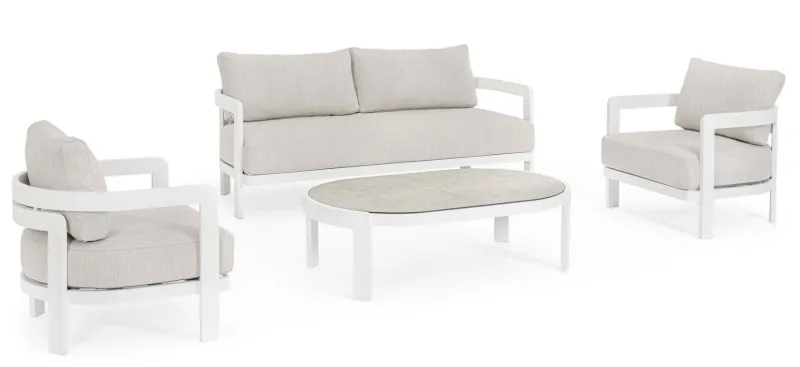 Sale Bizzotto SET4 SALOTTO IN CORDA PER ESTERNO BIANCO WG20 - PRESLEY