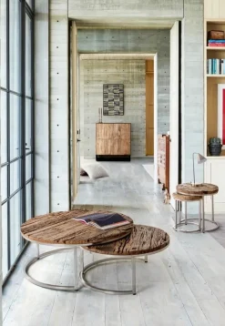 Clearance Bizzotto SET2 TAVOLINI ALTI IN LEGNO RICICLATO - RAFTER