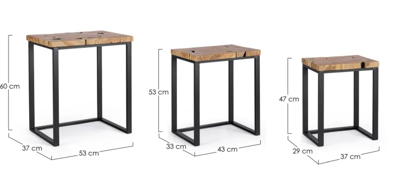 Online Bizzotto SET3 TAVOLINI- ELWOOD