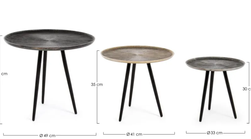 Best Bizzotto SET3 TAVOLINI IN ALLUMINIO - TAHIR