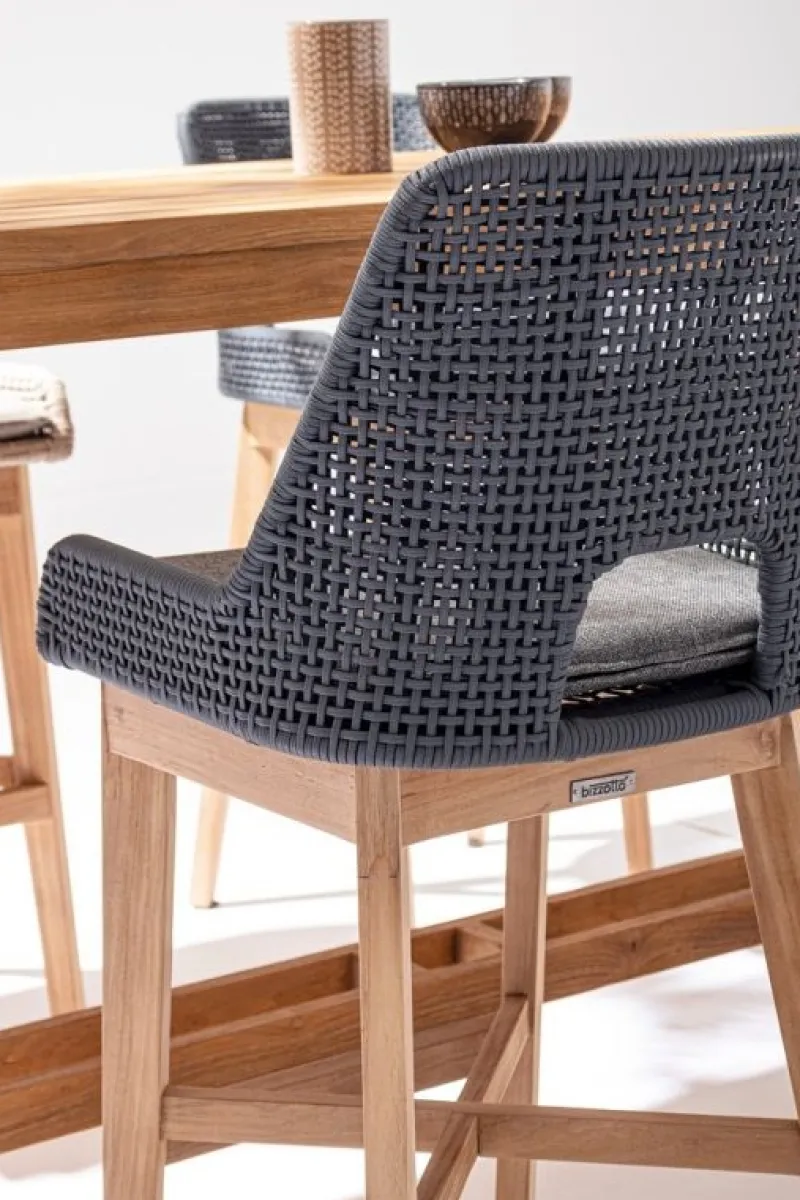 New Bizzotto SGABELLO BAR IN CORDA PER ESTERNO COLOR ARDESIA - HESPERIA