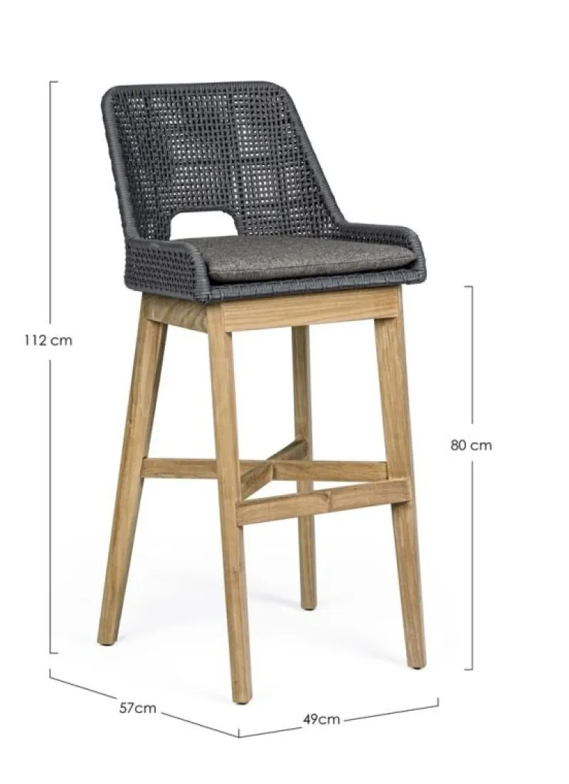 New Bizzotto SGABELLO BAR IN CORDA PER ESTERNO COLOR ARDESIA - HESPERIA