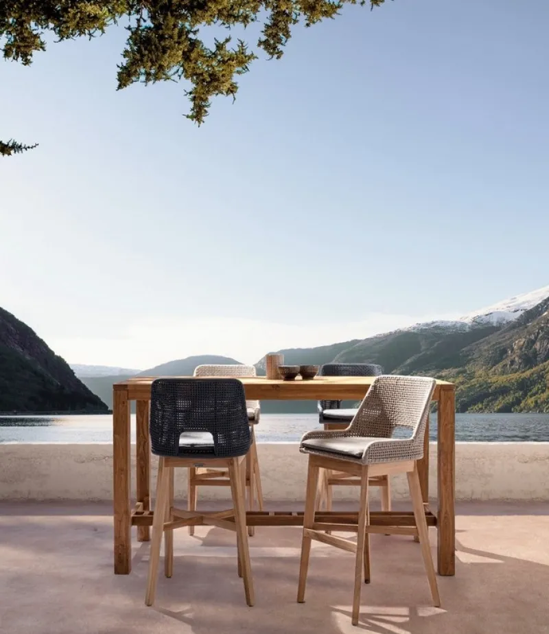 New Bizzotto SGABELLO BAR IN CORDA PER ESTERNO COLOR ARDESIA - HESPERIA