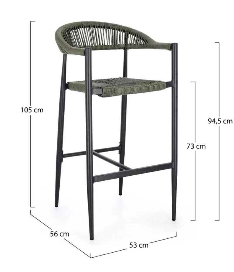 Outlet Bizzotto SGABELLO BAR JANDIA ANTRACITE/VERDE