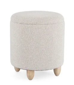 Outlet Bizzotto SGABELLO CONTENITORE EFFETTO BOUCLE' GRIGIO CHIARO- ZENA