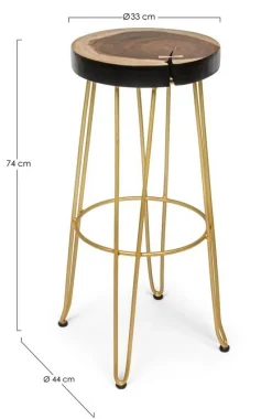 New Bizzotto SGABELLO IN LEGNO COLOR ORO - RAKEL