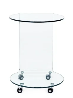 Bizzotto TAVOLINO CON RUOTE ROTONDO IN VETRO - IRIDE