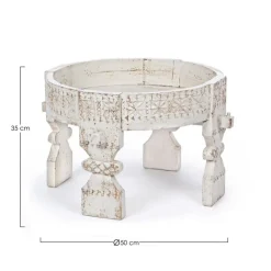 Outlet Bizzotto TAVOLINO IN LEGNO D50 BIANCO - YASIR