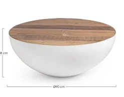 Hot Bizzotto TAVOLINO IN LEGNO RICICLATO BIANCO D90 - LANCASTER