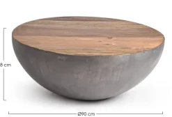 Clearance Bizzotto TAVOLINO IN LEGNO RICICLATO GRIGIO D90 - LANCASTER