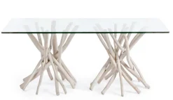 Discount Bizzotto TAVOLO FISSO CON RIPIANO IN VETRO - SAHEL