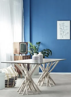 Discount Bizzotto TAVOLO FISSO CON RIPIANO IN VETRO - SAHEL