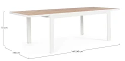 Discount Bizzotto TAVOLO IN ALLUMINIO 160-240X100 BIANCO YK11 - BELMAR