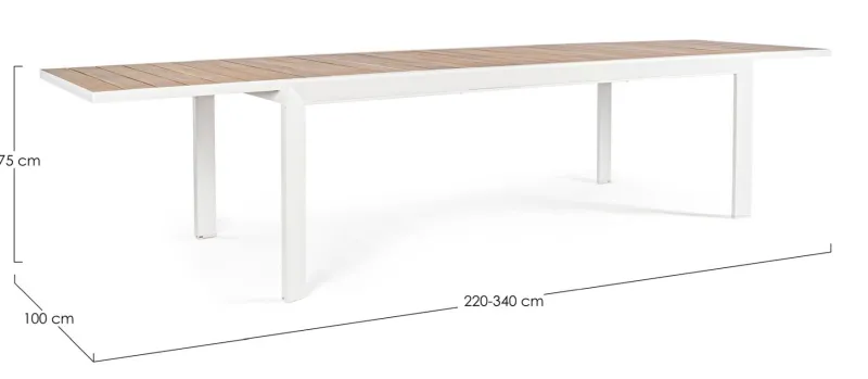Online Bizzotto TAVOLO IN ALLUMINIO 220-340X100 BIANCO YK11 - BELMAR