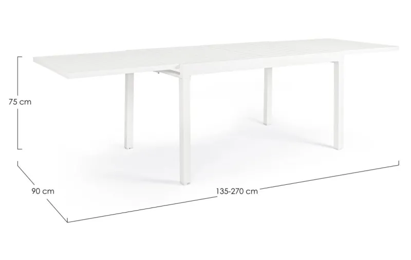 Best Bizzotto TAVOLO IN ALLUMINIO 135/270X90 BIANCO YK11 - PELAGIUS