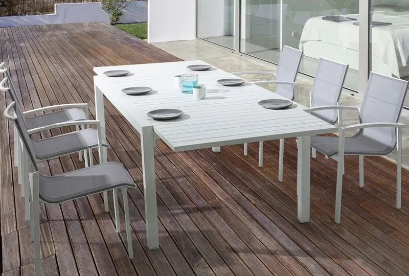 Bizzotto TAVOLO IN ALLUMINIO 83/166X80 BIANCO YK11 - PELAGIUS